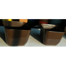 17CM Square Shape Dark Brown Virgin Fiber Pot-Set of 4